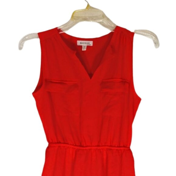 Cherry Red Dress W/pockets Tapered Waist, Contemporary Momcore,festival - Picture 4 of 15